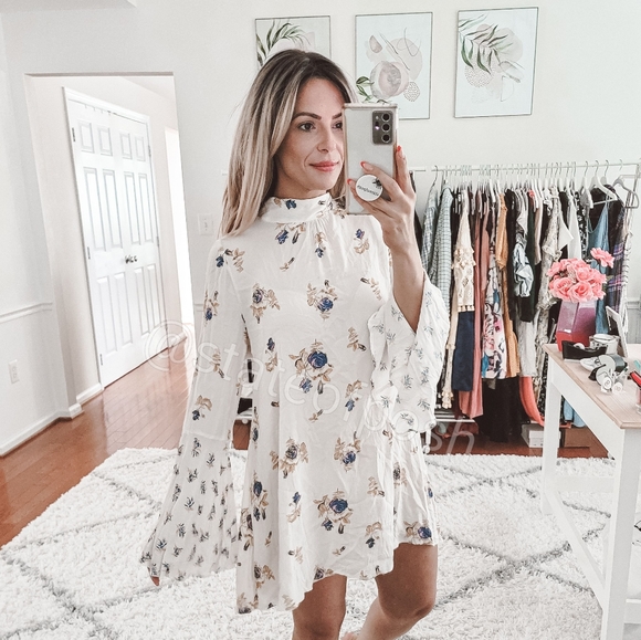 Free People Dresses & Skirts - Free people ivory floral high neck dress